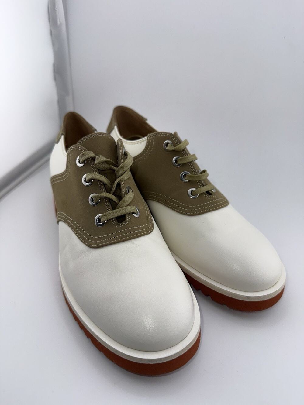 NWOB $245 LABUCQ Italy Saddle Shoes Size 36 5.5 White Leather Retro